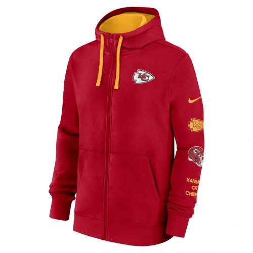 Nike Cotton Full-Zip Fleece Hoodie - NFL Kansas City Chiefs University Red/University Gold M