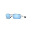 OAKLEY YOUTH FLAK XS FRAME-POLISHED WHITE LENS-PRIZM DEEP WATER POLARIZED