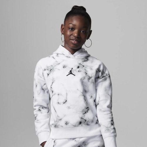 JORDAN KIDS ESSENTIALS PRINTED PULLOVER HOODIE WHITE 8-10YR