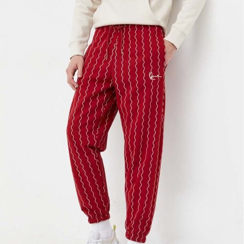 KARL KANI SMALL SIGNATURE ZICZAC PINSTRIPE RELAXED FIT SWEATPANTS RED XL