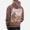 KARL KANI SWEATSHIRT SMALL SIGNATURE OS WASHED HEAVY SWEAT LANDSCAPE HOODIE BROWN S