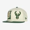 NEW ERA NBA MILWAUKEE BUCKS DRAFT 9FIFTY SNAPBACK CAP CREAM/GREEN