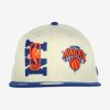 NEW ERA NBA NEW YORK KNICKS DRAFT 9FIFTY SNAPBACK CAP CREAM/ROYAL BLUE