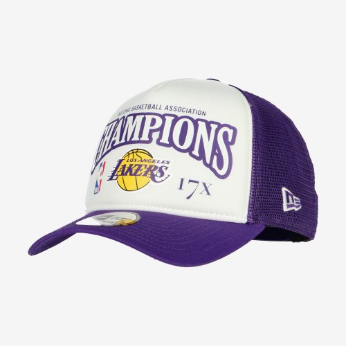 NEW ERA LOS ANGELES LAKERS LEAGUE CHAMPIONS TRUCKER WHITE/PURPLE