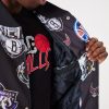 NEW ERA NBA ALL OVER AOP TEAM LOGO BOMBER JACKET BLACK L