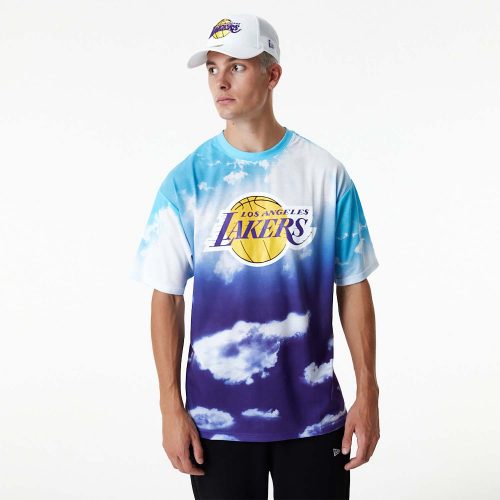 NEW ERA LOS ANGELES LAKERS NBA SKY AOP OS TEE BLUE