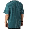 KARL KANI SMALL SIGNATURE LOGO PINSTRIPE TEE DARK TEAL/WHITE