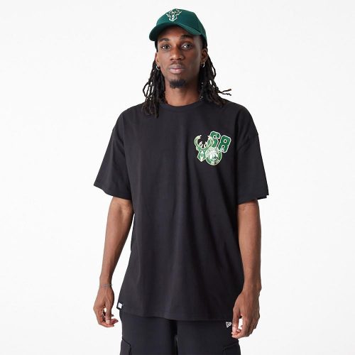 NEW ERA NBA ARCH WRDMRK OS TEE MILWAUKEE BUCKS BLACK M