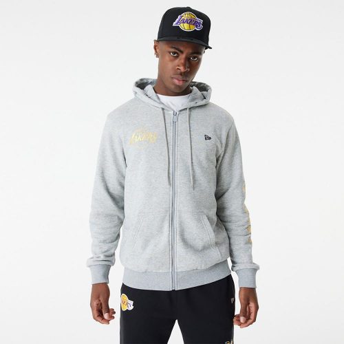 NEW ERA PULOVER TEAM SCRIPT FZ HOODY LOS ANGELES LAKERS GREY L