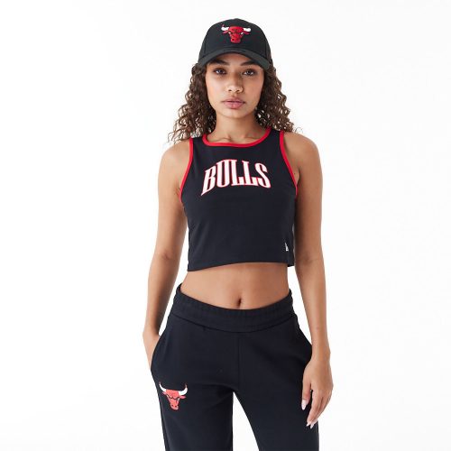 New Era NBA Team Wordmark Chicago Bulls Womens Crop Tank Top Black L