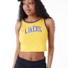 New Era NBA Team Wordmark Los Angeles Lakers Womens Crop Tank Top Yellow