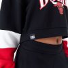 New Era NBA Colour Block Chicago Bulls Crop Crew Neck Sweatshirt Black XS