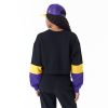 New Era NBA Colour Block Los Angeles Lakers Womens Crop Crew Neck Sweatshirt Black M