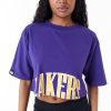 New Era NBA Team Wordmark Los Angeles Lakers Crop T-Shirt Purple L