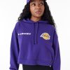 New Era NBA Team Logo Los Angeles Lakers Womens Crop Pullover Hoodie Purple L