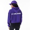 New Era NBA Team Logo Los Angeles Lakers Womens Crop Pullover Hoodie Purple M