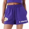 New Era NBA Team Logo Los Angeles Lakers Shorts Purple XS