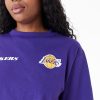 New Era NBA Team Logo LLos Angeles Lakers Womens Crop T-Shirt Purple XS