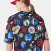 New Era NBA All Over Print Oversized T-Shirt Black S