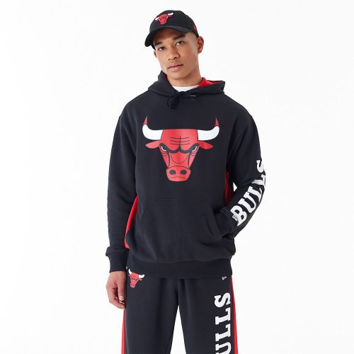 New Era NBA Mesh Panel Chicago Bulls Oversized Pullover Hoodie Black XXL