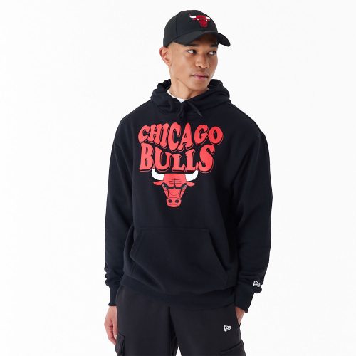 New Era NBA Script Chicago Bulls Oversized Pullover Hoodie Black XXL