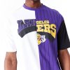 New Era NBA Half Pinstripe LA Lakers Oversized T-Shirt Purple XXL