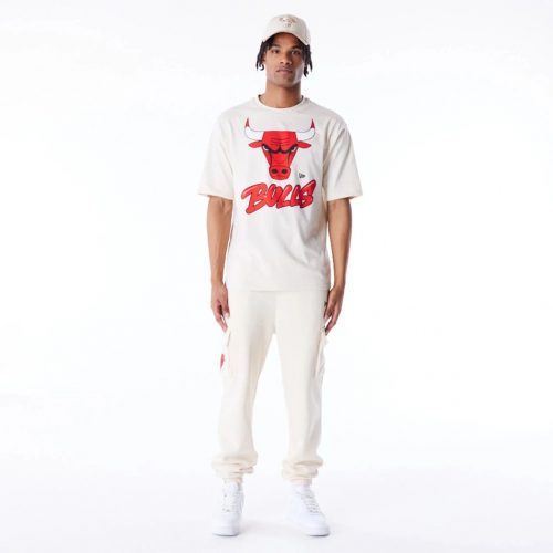 New Era NBA Chicago Bulls Wordmark Stone Oversized T-Shirt White M