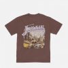 KARL KANI T-SHIRT SMALL SIGNATURE WASHED HEAVY JERSEY LANDSCAPE TEE BROWN S