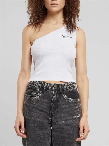 Karl Kani Chest Signature Essential Asymmetric Rib Top white L