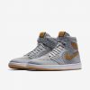 Air Jordan 1 Retro High Flyknit Shoe WOLF GREY/GOLDEN HARVEST-GUM YELLOW