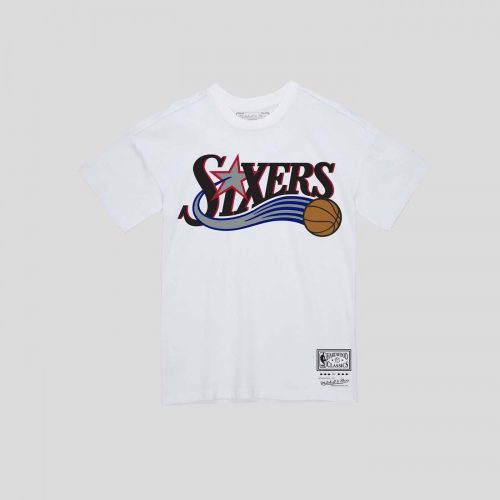 MITCHELL & NESS PHILADELPHIA 76ERS NBA TEAM LOGO TEE UPD WHITE