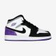 AIR JORDAN 1 MID SE (GS) WHITE/COURT PURPLE-BLACK-PARTICLE GREY