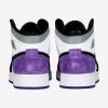 AIR JORDAN 1 MID SE (GS) WHITE/COURT PURPLE-BLACK-PARTICLE GREY