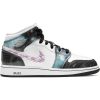 AIR JORDAN 1 MID SE (GS) WHITE/BRIGHT CRIMSON-BLUE HERO-BLACK