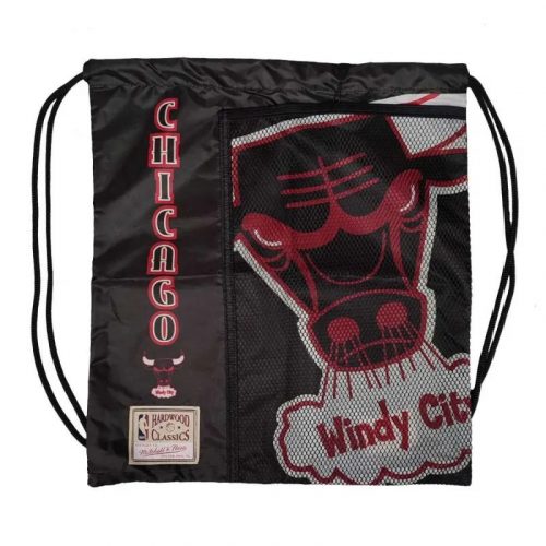 MITCHELL & NESS CHICAGO BULLS NBA TEAM LOGO CINCH BAG BLACK ONE