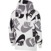 NIKE SPORTSWEAR CLUB PRINTED HOODIE BLACK/WHITE/UNIVERSITY RED