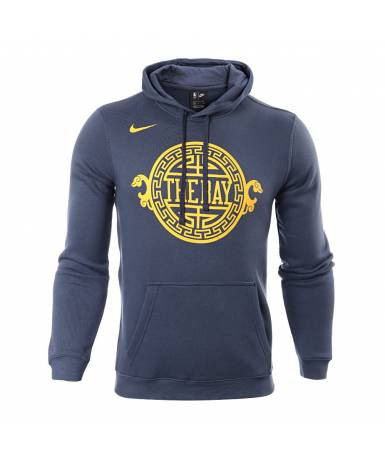 NBA X NIKE KIDS GOLDEN STATE WARRIORS PO LOGO ESSENTIAL CE HOODIE THUNDER BLUE