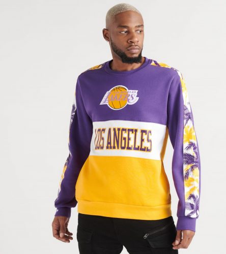 MITCHELL & NESS NBA LEADING SCORER FLEECE CREW SWEATSHIRT PURPLE/YELLOW