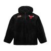 MITCHELL & NESS CHICAGO BULLS NBA POLAR FLEECE 1/4 ZIP PULLOVER HOODIE BLACK XL