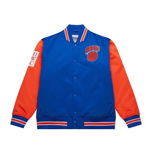 Mitchell & Ness NBA Primetime Heavyweight Satin Jacket Vintage Logo New York Knicks Royal