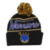 MITCHELL & NESS GOLDEN STATE WARRIORS SCRIPT POM BEANIE HWC Knit Pom - Cuff Black