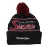 MITCHELL & NESS PHILADELPHIA 76ERS SCRIPT POM BEANIE HWC Knit Pom - Cuff Black