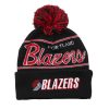 MITCHELL & NESS PORTLAND TRAIL BLAZERS SCRIPT POM BEANIE HWC Knit Pom - Cuff Black