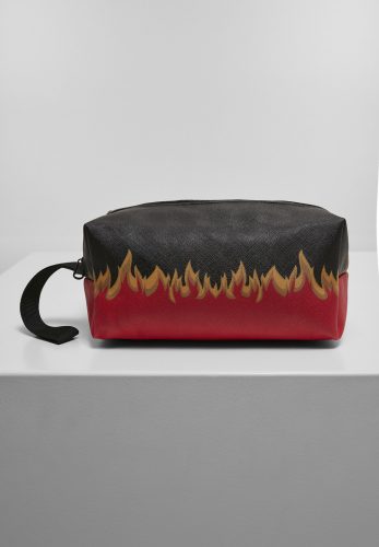 MISTER TEE FLAME PRINT COSMETIC POUCH BLACK/RED