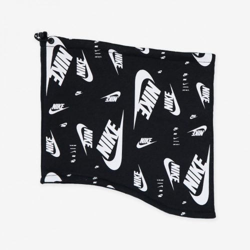 NIKE NECKWARMER REVERSIBLE CLUB FLEECE PRINTED BLACK/WHITE/LT CRIMSON ONE