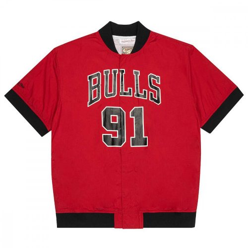 MITCHELL & NESS CHICAGO BULLS NBA OFF COURT SS N&N WARM UP JACKET DENNIS RODMAN SCARLET XL