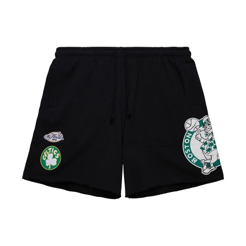 MITCHELL & NESS NBA POSTGAME FLEECE SHORTS VINTAGE LOGO BOSTON CELTICS BLACK