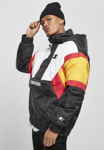 STARTER STARTER COLOR BLOCK HALF ZIP RETRO JACKET BLACK/WHT/STARTER RED/GOLDEN