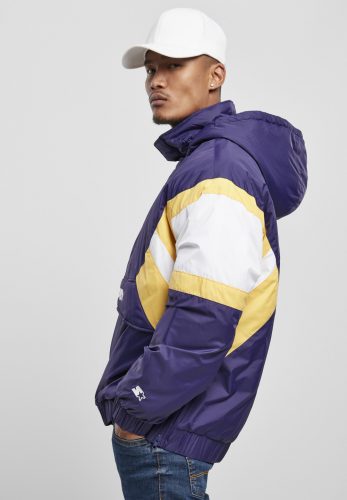 STARTER STARTER COLOR BLOCK HALF ZIP RETRO JACKET STARTER PURPLE/WHT/BUFF YELLOW