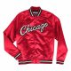 MITCHELL & NESS CHICAGO BULLS Special Script Light Weight Satin Jacket SCARLET